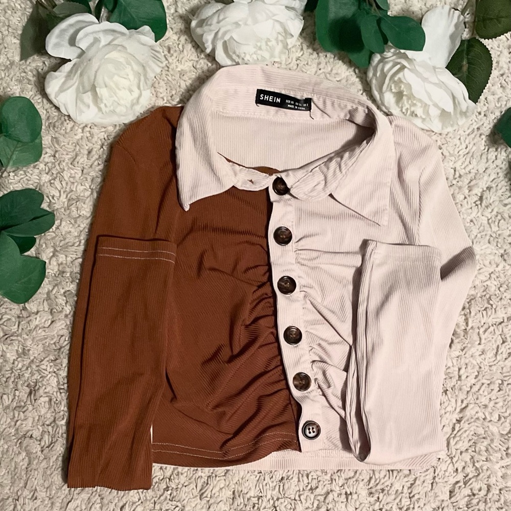 Crop top with long sleeves, size 2